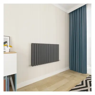 (600x1020mm Double) Horizontal flat radiator anthracite all sizes