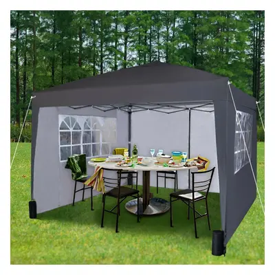 (Grey) Pop-up Gazebo Party Tent 3mx3m with Sides & Weight Bags