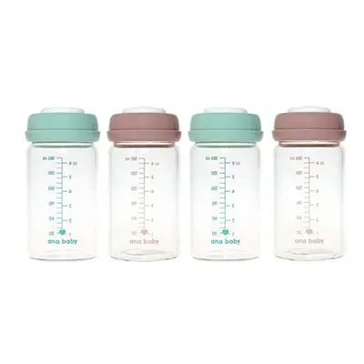 Glass Breastmilk Storage Bottles, Pack of Four, 180ml, Dishwasher, Freezer, and Microwave Safe