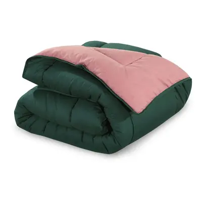 (Bottle Green and Dusty Pink, King 7.5) SleepyNights 7.5 tog Box Stitching Reversible Coverless 