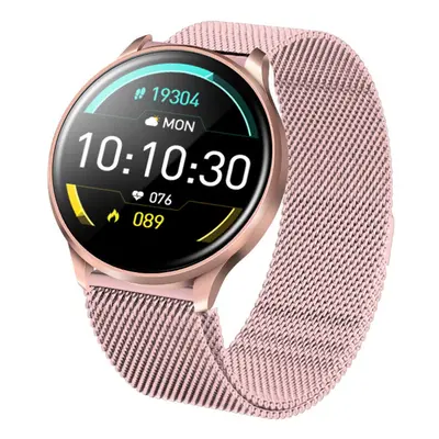 (Pink-Milanese Steel) IPS Full Touch Sports Mode Music Control Weather Blood Oxygen Monitor Smar