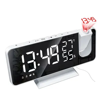 (white shell with white light) LED Mirror Alarm Clock Big Screen Temperature and Humidity Displa