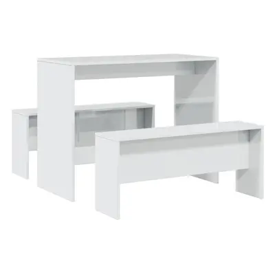 (high gloss white) vidaXL Dining Table and Bench Set Piece Dinner Table Set Engineered Wood