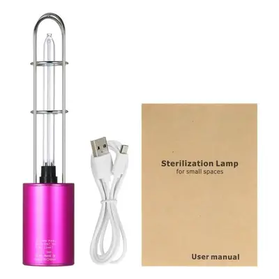 (Pink) Rechargeable UV Sterilizer Light & Air Purifier DC5V Ultraviolet + Ozone UV Germicidal La