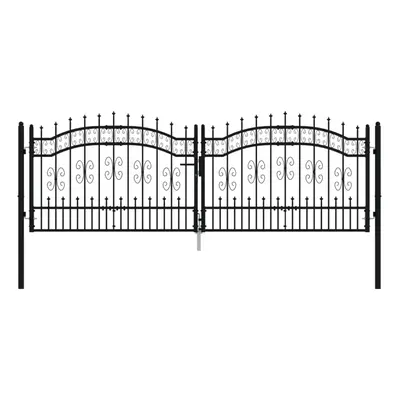 (305 x cm) vidaXL Fence Gate with Spear Top Black Powder-coated Steel Fence Multi Sizes