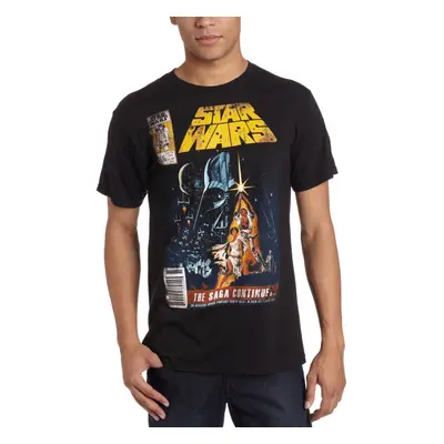 STAR WARS Men's Saga Continues Comic Book Cover T-Shirt Black X-Large