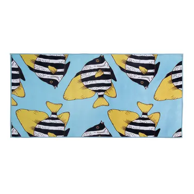 Area Rug Fish Print x cm Blue FIZME