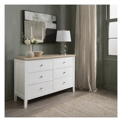 Leines Drawer Chest of Drawers in White & Oak