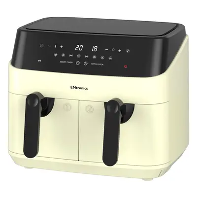 EMtronics Double Basket Air Fryer Litre with Minute Timer - Cream