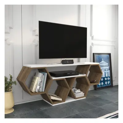 (White/Walnut Pattern) Decorotika - Honey cm Wide Modern TV Stand and Console with Colour Option