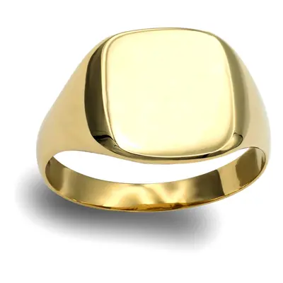 (W) Jewelco London Men's Solid 9ct Yellow Gold Square Cushion Signet Ring