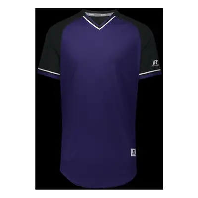 Russell R01X3M.497.L Adult Classic V-Neck Jersey - Purple, Black & White - Large