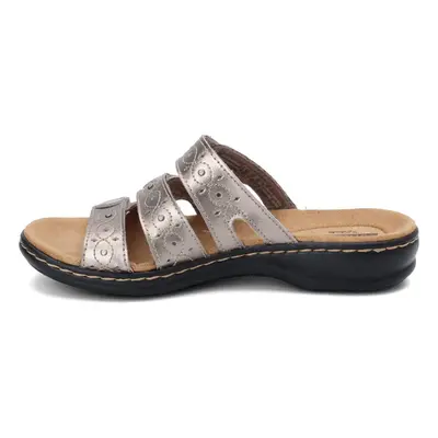 Clarks Women's Leisa Cacti Slide Sandal Pewter Leather M US