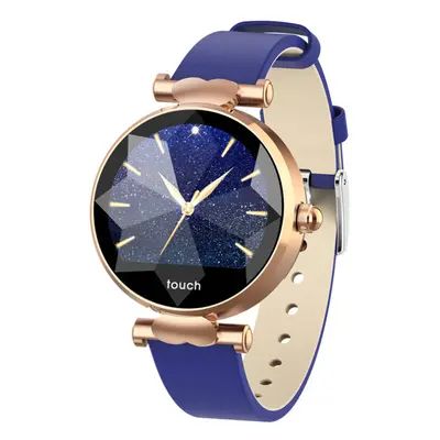 (Gold-blue) Female Menstrual Period Record Blood Pressure Leather Strap Fashion Smart Watch What