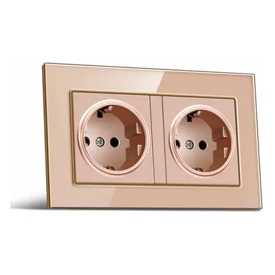 (Gold, EU Plug Germany) Socket Switch 86*86 PC Glass Panel Eu German France Plug Wall Socket Sma