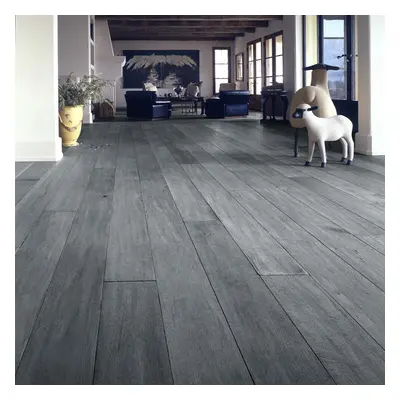 72Pcs Dark Grey Self Adhesive Waterproof Wear-Resistant PVC Wood Grain Effect Flooring