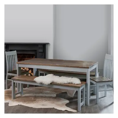 (Hever Dining Table in Grey and Dark Pine) Hever Dining Table