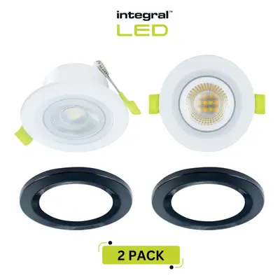 (2 Pack, Black) Smart LED Downlights Spotlights Fire Rated Dimmable Alexa & Google Home