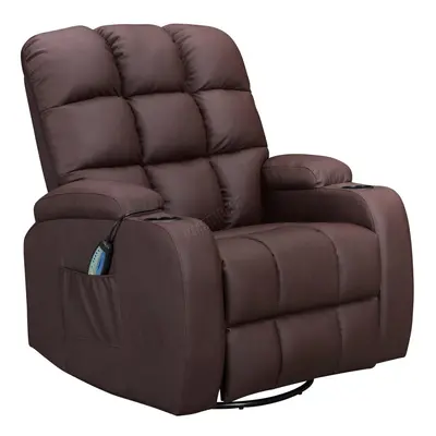 (Brown) WestWood Massage Cinema Recliner Sofa Chair PU Leather Armchair Swivel MLS12