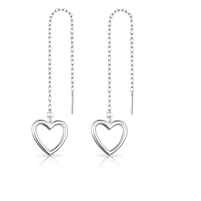 Sterling Silver Heart Thread Earrings