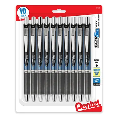 Pentel Energel 0.5 mm Black Needle Tip Pens Pack Rtx Retractable Li