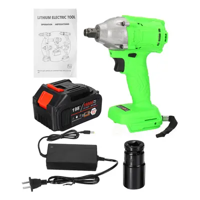 (US Plug) 520Nm 198TV 19800mAh Electric Cordless Impact Wrench Driver Tool 1/2" Ratchet Drive So