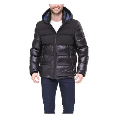 Tommy Hilfiger Mens classic Hooded Puffer Jacket Black Two Tone X-La