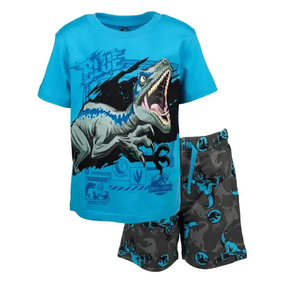 Jurassic World Dinosaur Blue Big Boys Graphic T-Shirt French Terry Sho