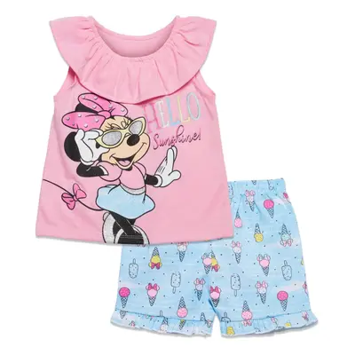 Disney Minnie Mouse Big Girls Tank Top and Twill Shorts Outfit Set Pin