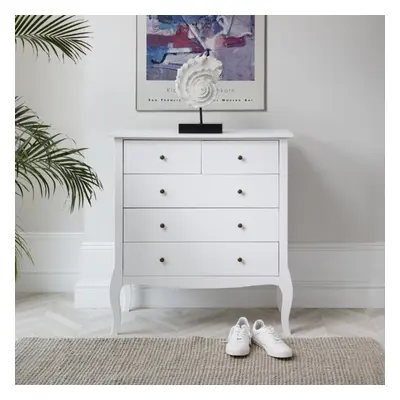 Camille Chest of Drawers 3+2 Drawer in Classic White