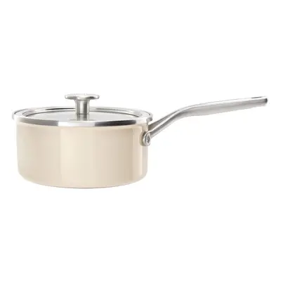 KitchenAid Steel Core Enamel Almond Cream cm Saucepan with Lid