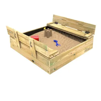 (Sandpit Ball Pool with Lid and Benches) Rebo Wooden Sandpit Ball Pool Square Frame 120cm x 120c