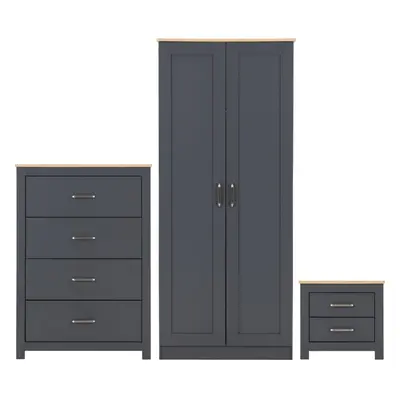 Portland Trio Bedroom Set Grey and Oak Effect Items