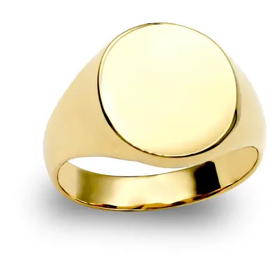 (P) Jewelco London Men's Solid 9ct Yellow Gold Oval Signet Ring - JRN142