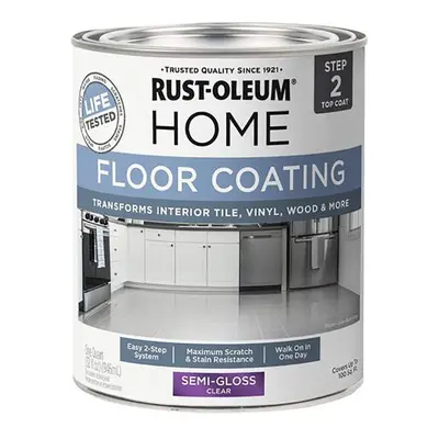 RustOleum Floor Coating Top Coat SemiGloss Clear Quart