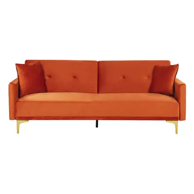 Velvet Sofa Bed Orange LUCAN