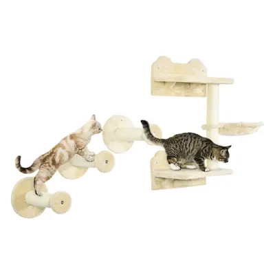 PawHut Piece Cat Shelf, Cat Wall Furniture w/ Hammock, Steps, Platforms