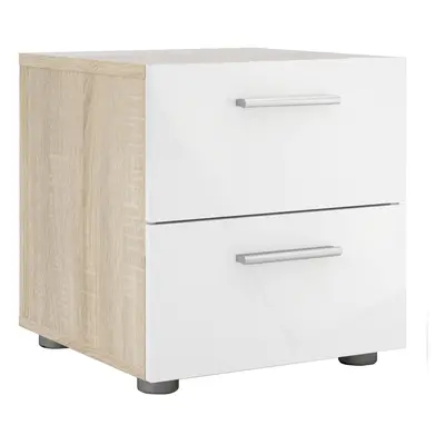 Bedside Drawers in Oak with White High Gloss