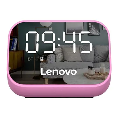 (Pink) Wireless Bluetooth Speaker Alarm Clock Mirror Multifunction Speaker Stereo Surround Deskt