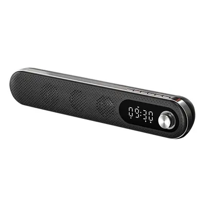 (Black) Wireless USB Desk Bluetooth Speaker Soundbar with Dual Alarm Clock FM Function Temperatu