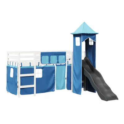 (white and blue, x cm) vidaXL Kids' Loft Bed with Tower Children Bed Frame Bunk Bed Solid Wood P