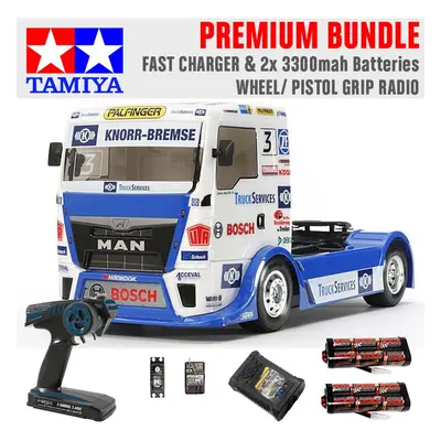 TAMIYA RC Team Hahn MAN Race Truck TT-01 1:10 Premium Wheel Radio Bundle