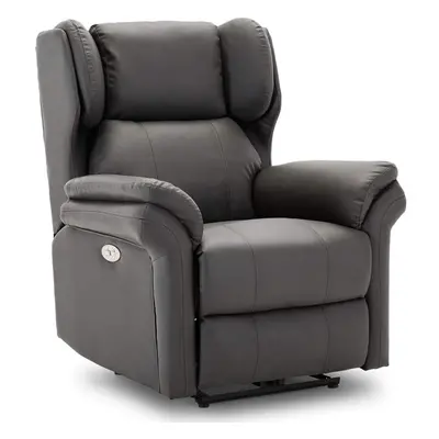 (Slate) OAKFORD ELECTRIC BONDED LEATHER AUTO RECLINER WING BACK LOUNGE CHAIR WITH USB