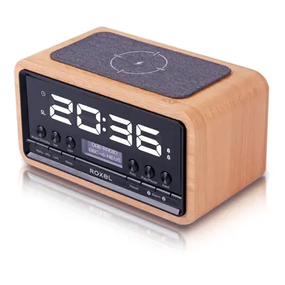 (Oak) DAB/DAB+ & FM Radio with Wireless Phone Charging and Alarm Clock - Roxel Nod