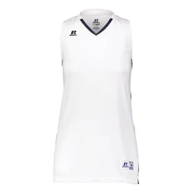 Russell 4B1VTX.WNA.XL Ladies Legacy Basketball Jersey, White & Navy - Extra Large