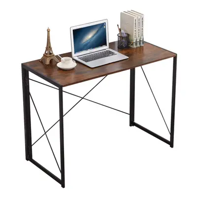 Folding Desk Computer Rustic Brown Wood Foldable Study Table Laptop Office