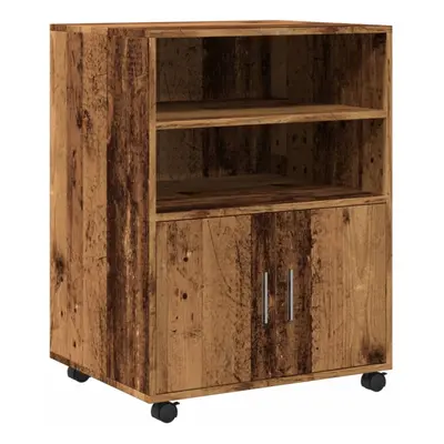 (old wood) vidaXL Rolling Cabinet Mobile Filing Cabinet Storage Cabinet Engineered Wood