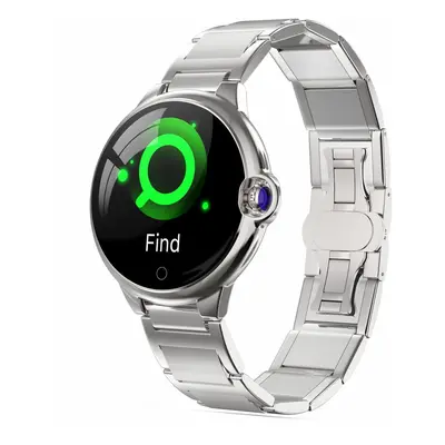 (Silver-stainless steel) Sapphire Glass Screen Ultra-thin Body Heart Rate Sleep WhatsApp Reminde