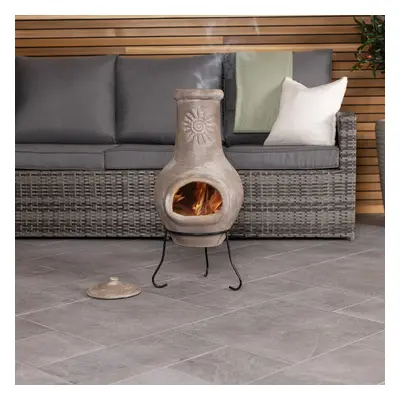 Charles Bentley Outdoor Medium Natural Clay Chiminea Patio Heater