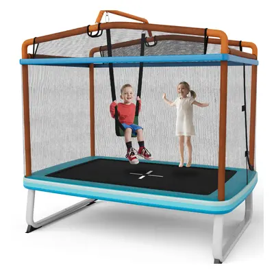 3-in-1 Kids Outdoor Indoor Rectangle Toddler Trampoline Steel Frame